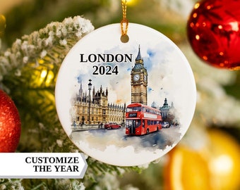 London Christmas Ornament, London Ornament, Christmas Ornaments, London Personalized, London Custom Ornament, Christmas, London Bauble