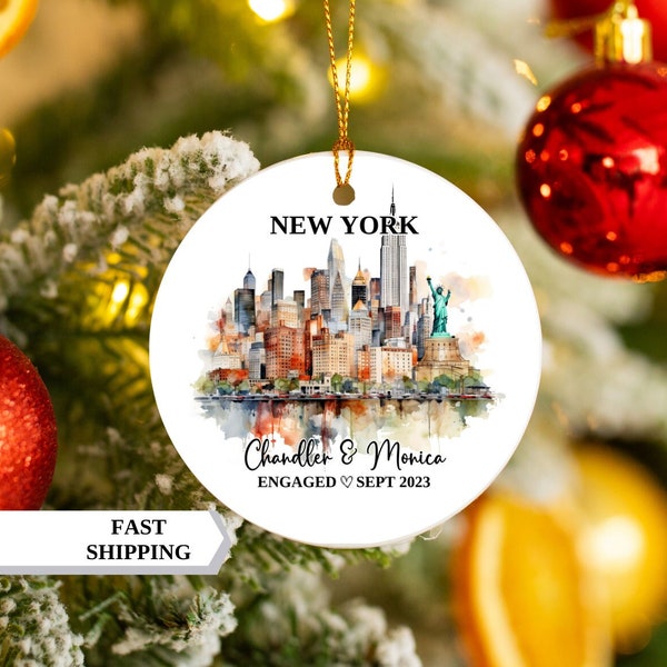 New York Engagement Christmas Ornament, New York Ornament, Engagement Ornaments, Engagement Custom Ornament, Engagement Gift, New York