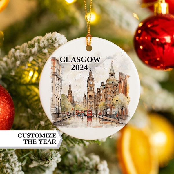 Glasgow Christmas Ornament, Glasgow Ornament, Christmas Ornaments, Glasgow Custom Ornament, Christmas, Glasgow Bauble, Scotland Bauble