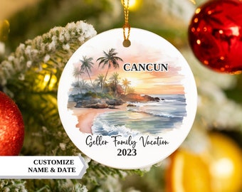 Cancun Vacation Christmas Ornament, Cancun Ornament, Christmas Ornaments, Vacation Ornament, Personized Ornaments, Christma, Cancun Vacation