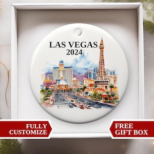 Adorno navideño de Las Vegas, Adorno de Las Vegas, Adornos navideños, Adorno personalizado de Las Vegas, Adornos navideños personalizados, Las Vegas