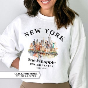 Bluza New York, koszula USA, prezenty New York, podróże New York, Vintage New York, koszulka na wakacje, Boże Narodzenie, prezent New York, Nowy Jork