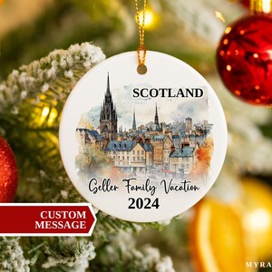 Scotland Vacation Ornament, Scotland Ornament, Christmas Ornaments, Custom Ornament, Personalized Gift, Scotland Souvenir, Scotland Gift