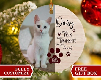 Personalisierte Katzen Gedenkverzierung, Katzen Weihnachtsgeschenk, Haustier Ornament, Katzenliebhaber Geschenk, personalisierte Katze Verlust Geschenk, Haustier Gedenkstätte