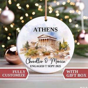 Decorazione di fidanzamento di Atene, decorazione di Atene, decorazioni natalizie, regalo personalizzato di Atene, decorazione personalizzata di Atene, souvenir di palline di Atene