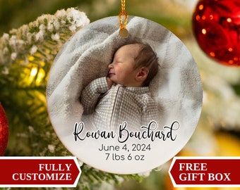 Adorno navideño para el primer bebé, nuestro primer adorno navideño, regalo para recién nacidos, adorno personalizado para bebé, recuerdo para recién nacidos.
