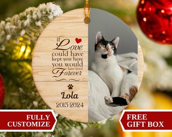 Personalisierte Katzen Gedenkverzierung, Katzen Weihnachtsgeschenk, Haustier Ornament, Katzenliebhaber Geschenk, personalisierte Katze Verlust Geschenk, Haustier Gedenkstätte