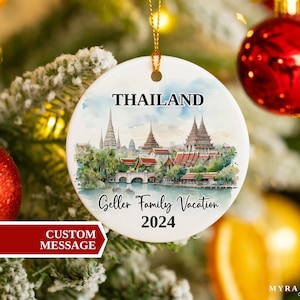 Thailand Vacation Ornament, Thailand Ornament, Christmas Ornaments, Thailand Custom, Personalized Gift, Thailand Bauble, Thailand Souvenir