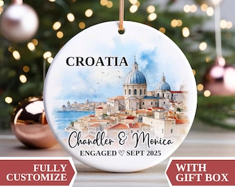Adorno de compromiso de Croacia, Adorno de Croacia, Adornos navideños, Personalizado de Croacia, Regalo personalizado, Adorno de Croacia, Recuerdo de Croacia