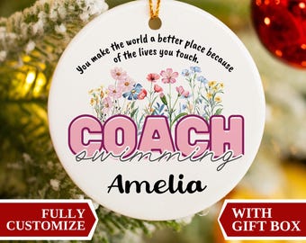 Swim Coach Custom Ornament, Swim Coach Ornament, Custom Swim Coach Gift, Swim Coach Gift Ornament, Swim Coach Gift, Swimming Coach Gift