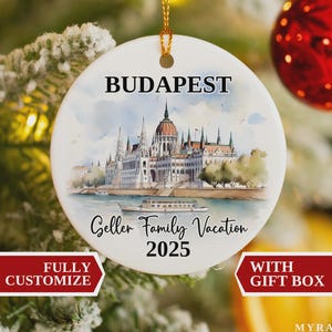 Budapest Vacation Ornament, Budapest Ornament, Christmas Ornaments, Budapest Custom, Personalized Gift, Budapest Bauble, Budapest Souvenir