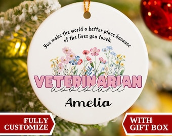 Adorno personalizado de asistente veterinario, regalo veterinario, adorno veterinario, agradecimiento de la Semana de la Tecnología Veterinaria, regalo para enfermera veterinaria, regalo veterinario