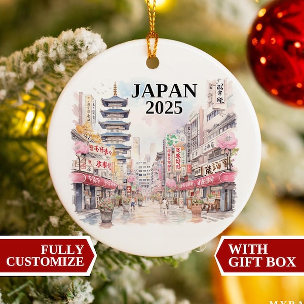 Adorno de Japón, Adorno navideño de Japón, Adornos navideños, Regalo personalizado de Japón, Adorno personalizado de Japón, Adorno navideño de Japón, Recuerdo de Japón