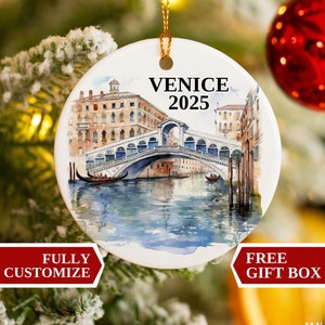 Venice Christmas Ornament, Venice Ornament, Christmas Ornaments, Venice Custom, Venice Personalized Ornament, Venice Bauble, Venice, Italy