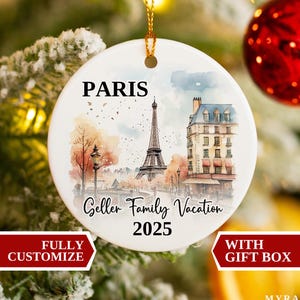 Paris Vacation Ornament, Paris Ornament, Christmas Ornaments, Paris Custom Ornament, Personalized Gift, Paris Souvenir, Paris Bauble, France