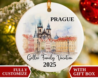Prague Vacation Ornament, Prague Ornament, Christmas Ornaments, Prague Custom Souvenir, Prague Personalized Gift, Prague Bauble, Prague Gift