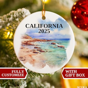 California Ornament, California Christmas Ornament, Christmas Ornaments, California Custom Ornament, Christmas, California Bauble, Gift Idea