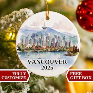 Vancouver Christmas Ornament, Vancouver Ornament, Christmas Ornaments, Vancouver Custom Ornament, Christmas, Gifte-for Christmas, Vancouver