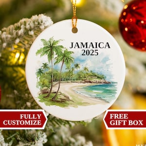 Jamaica Christmas Ornament, Jamaica Ornament, Christmas Ornaments, Jamaica Custom, Jamaica Personalized Ornament, Jamaica Bauble, Jamaica