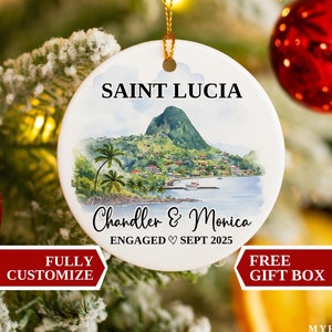 Saint Lucia Engagement Ornament, Saint Lucia Ornament, Engagement Ornament, Personalized Engagement Gift, Saint Lucia Engagement,Saint Lucia
