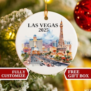 Adorno navideño de Las Vegas, Adorno de Las Vegas, Adornos navideños, Adorno personalizado de Las Vegas, Adornos navideños personalizados, Las Vegas