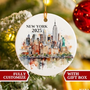 New York Christmas Ornament, United States Ornament, Christmas Ornaments, New York Custom Ornament, Christmas, USA Bauble, NYC Ornament