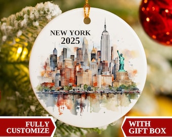 New York Christmas Ornament, United States Ornament, Christmas Ornaments, New York Custom Ornament, Christmas, USA Bauble, NYC Ornament