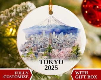 Adorno de Tokio, Adorno navideño de Tokio, Adorno navideño, Regalo personalizado de Tokio, Adorno personalizado de Tokio, Bola de Tokio, Regalo de Tokio, Japón