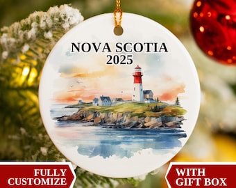 Adorno de Nueva Escocia, Adorno personalizado de Nueva Escocia, Adorno personalizado de Canadá, Adorno de Nueva Escocia, Recuerdo de Nueva Escocia, Adorno navideño