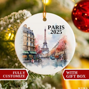 Paris Ornament, Paris Christmas Ornament, Christmas Ornaments, Paris Personalized Gift, Paris Custom Ornament, Paris Bauble, Paris Souvenir