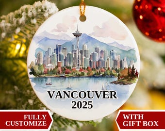 Vancouver Ornament, Vancouver Weihnachtsverzierung, Vancouver Souvenir, Weihnachtsschmuck, Vancouver Custom Ornament, Vancouver Ornament, Weihnachtskugel Geschenk