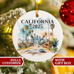 California Ornament, California Christmas Ornament, Christmas Ornaments, California Custom Ornament, California Bauble, California Vacation