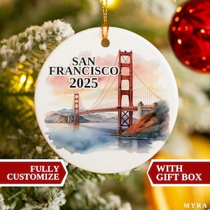 San Francisco Ornament, San Francisco Souvenir, San Francisco Christmas Ornament, Personalized Ornament, San Francisco Custom Ornament Gift