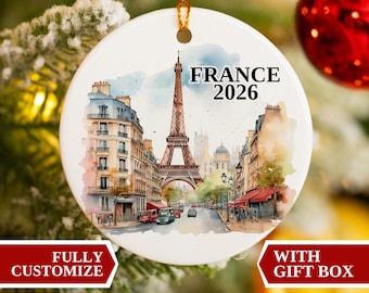 France Ornament, France Christmas Ornament, Paris Ornament, Christmas Ornaments, Paris Personalized, Paris Custom Ornament, France Bauble
