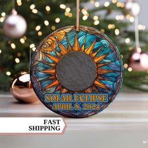 Solar Eclipse 2024 Ornament, Total Eclipse Ornament, Eclipse Keepsake, Eclipse Bauble, Holiday Gift, Celestial, Solar Eclipse Souvenir Gift