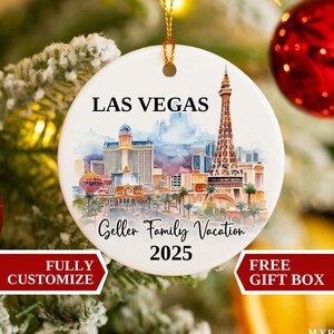 Adorno personalizado de vacaciones en Las Vegas, adorno de Las Vegas, adornos navideños, adorno de vacaciones, adornos personalizados, Navidad, Las Vegas, Vegas