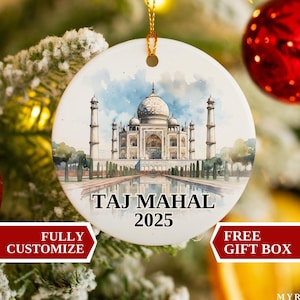 Taj Mahal Ornament, Taj Mahal Christmas Ornament, Christmas Ornaments, Taj Mahal Personalized, Taj Mahal Custom Ornament, Taj Mahal Bauble