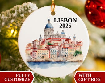 Lisbon Ornament, Lisbon Christmas Ornament, Christmas Ornaments, Lisbon Custom Gift, Lisbon Personalized Ornament, Lisbon Bauble Souvenir