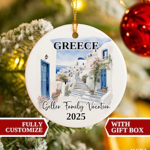 Decorazione per le vacanze in Grecia, decorazione per la Grecia, decorazioni natalizie, regalo personalizzato per la Grecia, decorazione personalizzata per la Grecia, souvenir con palline per la Grecia