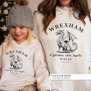 Wrexham Hoodie, Welsh Flag, Welsh Dragon, Vintage UK Hoodie, College Shirt, Family Hoodie, Wrexham, Wales Gift, Welsh Flag Jumper, Wales