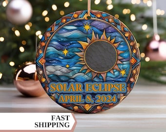 Solar Eclipse 2024 Ornament, Total Eclipse Ornament, Eclipse Keepsake, Eclipse Bauble, Holiday Gift, Celestial, Solar Eclipse Souvenir Gift