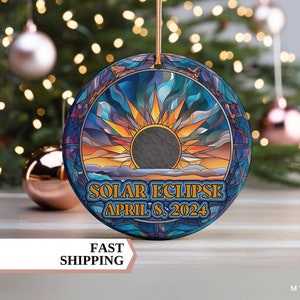 Solar Eclipse 2024 Ornament, Total Eclipse Ornament, Eclipse Keepsake, Eclipse Bauble, Holiday Gift, Celestial, Solar Eclipse Souvenir Gift