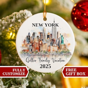 Adorno navideño de Nueva York, Adorno de Nueva York, Adornos navideños, Adorno personalizado de Nueva York, Adorno navideño personalizado, Recuerdo de Nueva York