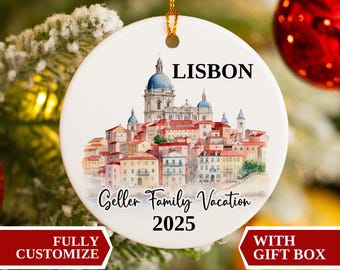 Lisbon Vacation Ornament, Lisbon Ornament, Christmas Ornaments, Personalized Gift, Lisbon Bauble, Lisbon Souvenir, Portugal Souvenir Gift