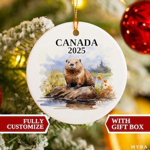 Canada Ornament, Canada Christmas Ornament, Christmas Ornaments, Canada Custom Ornament, Christmas, Canada Bauble, Beaver Ornament