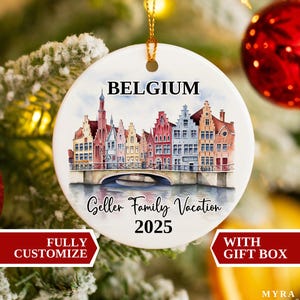 Belgium Vacation Ornament, Belgium Ornament, Christmas Ornaments, Vacation Bauble, Personalized Gift, Belgium Souvenir, Belgium Gift,