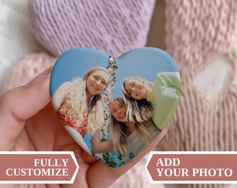 Magnete personalizzato con foto di amici, magnete personalizzato, magnete a forma di cuore personalizzato, regalo magnetico, magnete da frigorifero personalizzato, magnete in ceramica personalizzato, magneti degli amici