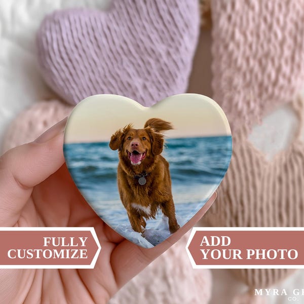 Custom Dog Magnet, Custom Pet Magnet, Custom Ceramic Magnet, Pet Present, Pet Gift, Heart photo magnet, Custom Magnet, Custom Fridge Magnet