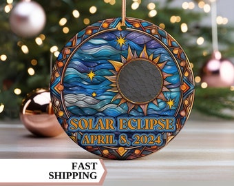 Solar Eclipse 2024 Ornament, Total Eclipse Ornament, Eclipse Keepsake, Eclipse Bauble, Holiday Gift, Celestial, Solar Eclipse Souvenir Gift