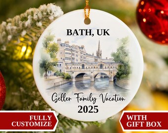 Bath UK Vacation Ornament, Bath UK Christmas Ornament, Christmas Ornaments, Vacation Bauble, Personalized Ornaments, Bath UK, Uk Souvenir
